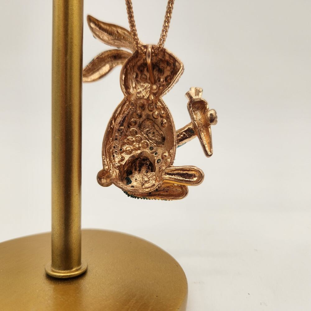NWT Betsey Johnson Jeweled Bunny Carrot 24" Goldtone Chain Lobster Claw‎ Clasp - Picture 6 of 9